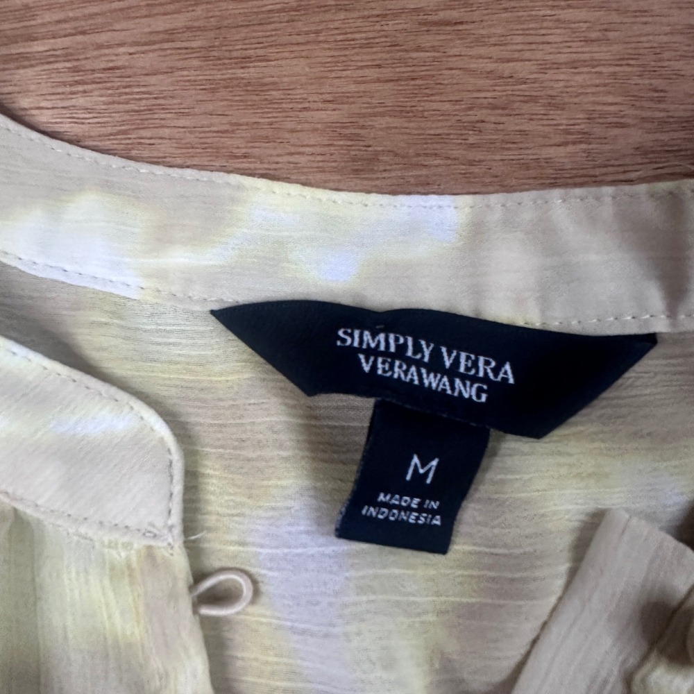 Simply Vera Vera Wang Yellow Floral Sheer Blouse Layered Medium - Picture 6 of 8